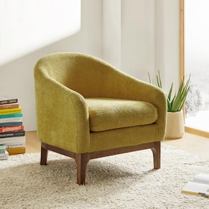 Cillian Modern Yellow Boucle Accent Chair with Solid Wood Legs