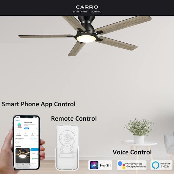 Essex 52 in. Integrated LED Indoor/Outdoor Black Smart Ceiling Fan with Light and Remote, Works with Alexa/Google Home