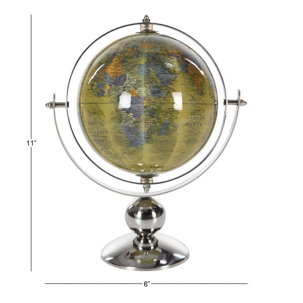 Silver and Yellow Stainless Steel 11" Decorative Globe