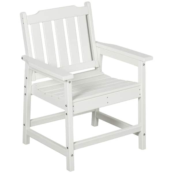 Outsunny Casual Plastic Outdoor Dining Chair in White
