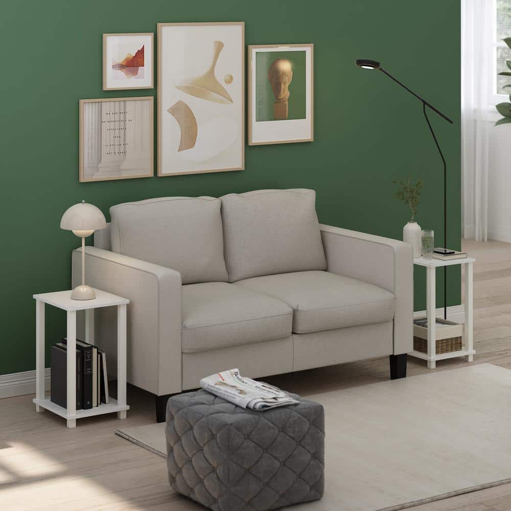 Furinno Simplistic 13.4 in. White/White Rectangle Wood End Table (Set of 2)