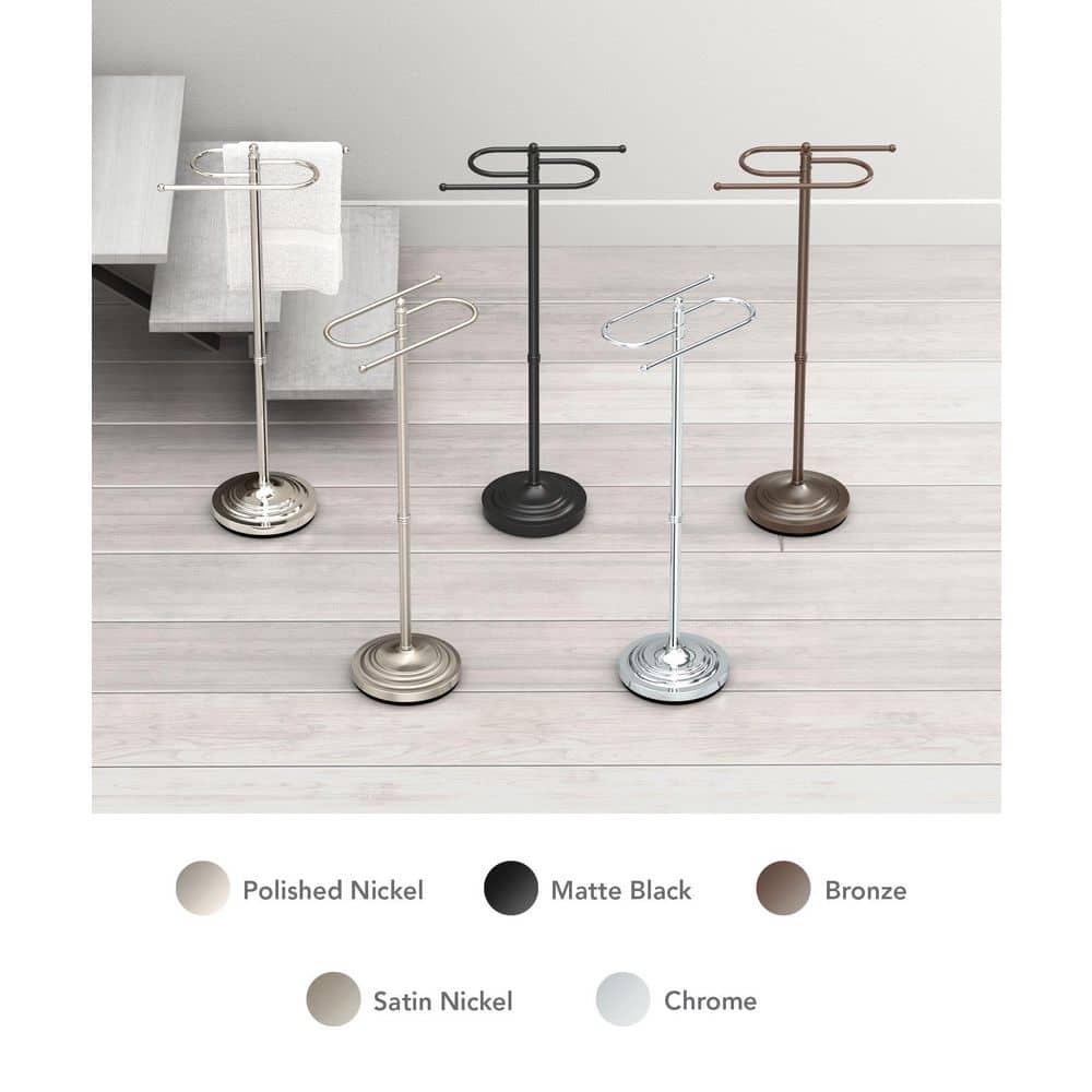 Matte Black Metal 38" Floor Standing S-Style Towel Holder