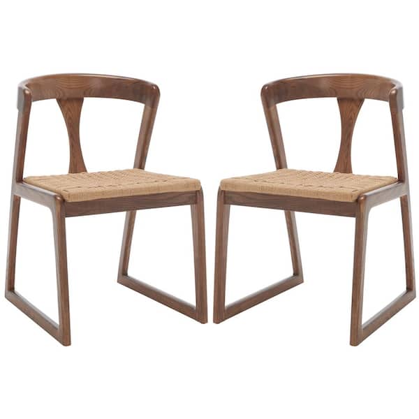 SAFAVIEH Jamal Wood/Natural 18.7 in. Wood Dining Chair Set of 2