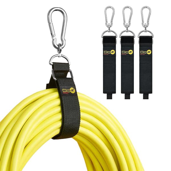 24 in. x 2 in. Black Hook 'n Hang Hook and Loop Hanging Cinch Storage Straps with Carabiner (3-Pack)