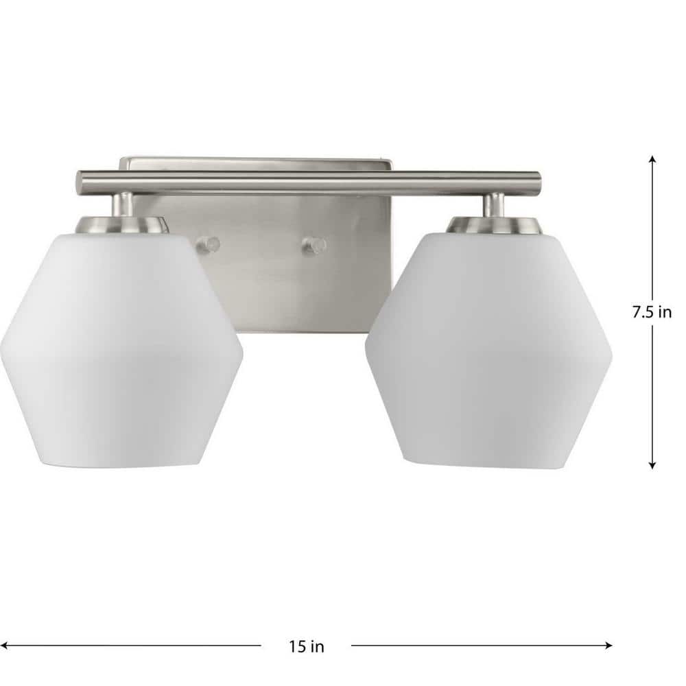 Copeland 2-Light Brushed Nickel Vanity Light with Opal Glass Shades