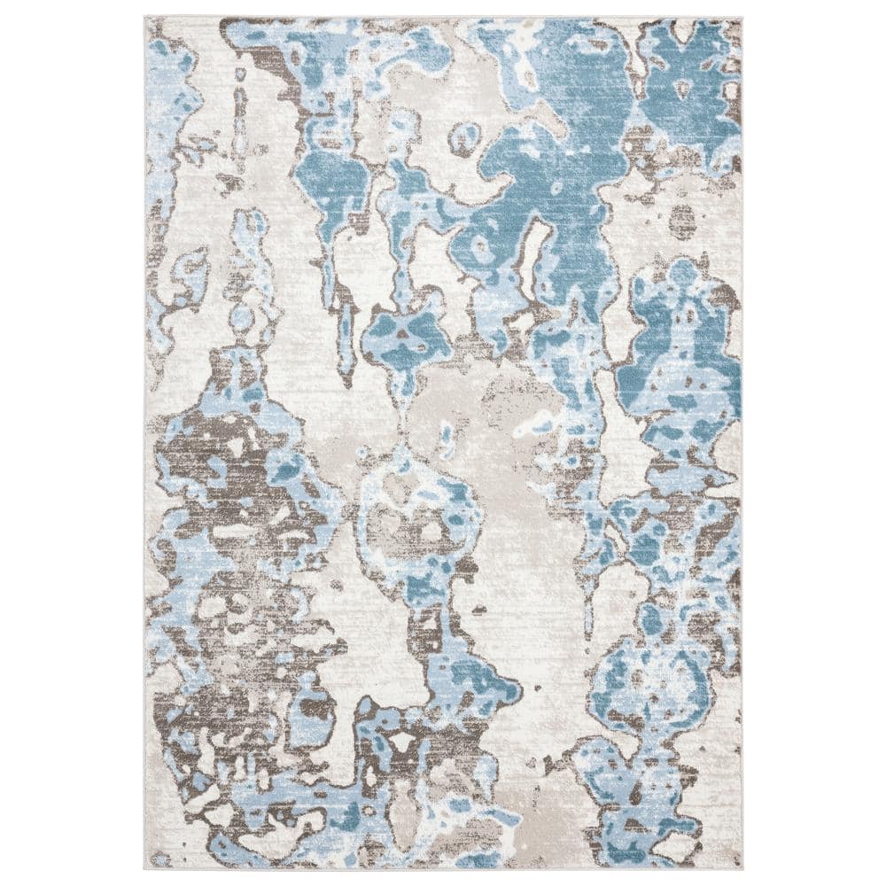 Arto Teal 7 ft. 9 in. x 10 ft. 2 in. Abstract Polypropylene Area Rug