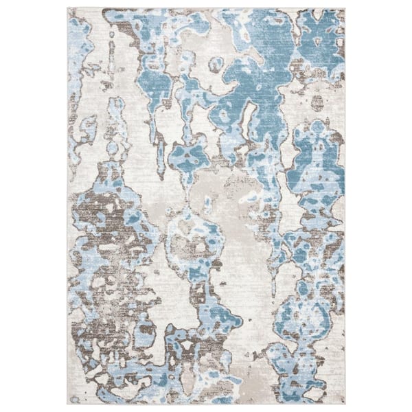Abani Arto Teal 7 ft. 9 in. x 10 ft. 2 in. Abstract Polypropylene Area Rug