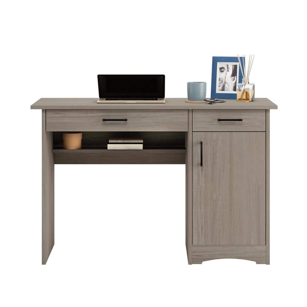 Silver Sycamore Wood Office Desk with Drawer and Keyboard Tray