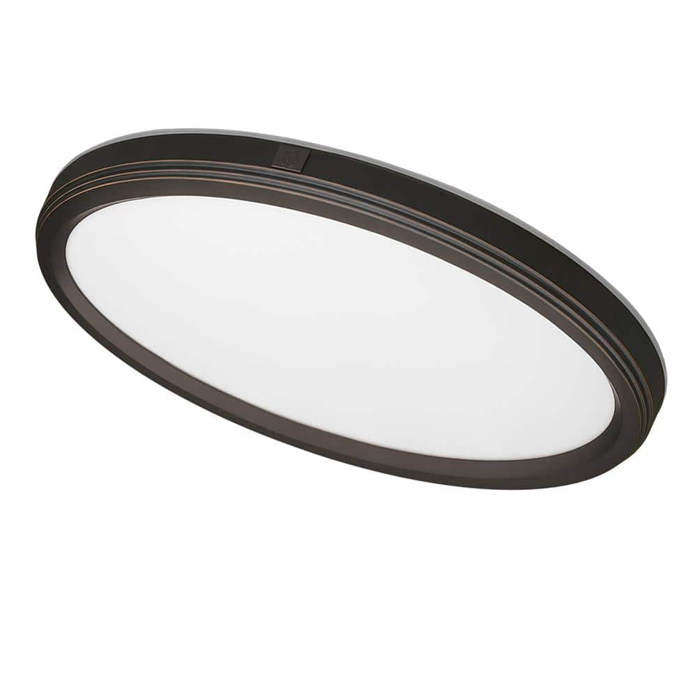 Commercial Electric 32 In Low Profile Oval Oil Rubbed Bronze Color Selectable Led Flush Mount 