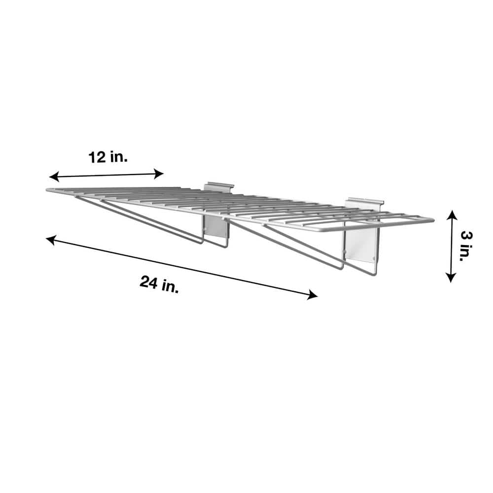 24-Inch Gray Steel Wire Wall Mount Shelves for Garage Storage, 2-Pack