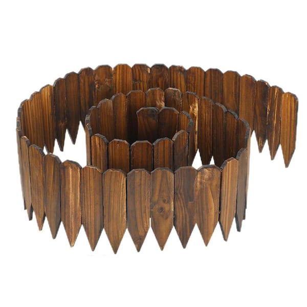 6.6 ft. L x 12 in. W Rustic Pine Wood Garden Fence, No Fading Planter Fencing for Yard, Garden and Pathway, Brown