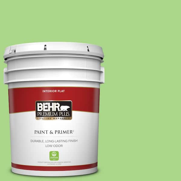 BEHR PREMIUM PLUS 5 gal. #430B-4 Peas in a Pod Flat Low Odor Interior Paint & Primer