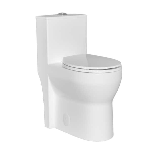 Fashion Toilet 1-Piece 1.28 GPF Double Flush Toilet White Square Toilet With Seat Fashion Toilet 1-Piece 1.28 GPF Double Flush Toilet White Square Toilet With Seat