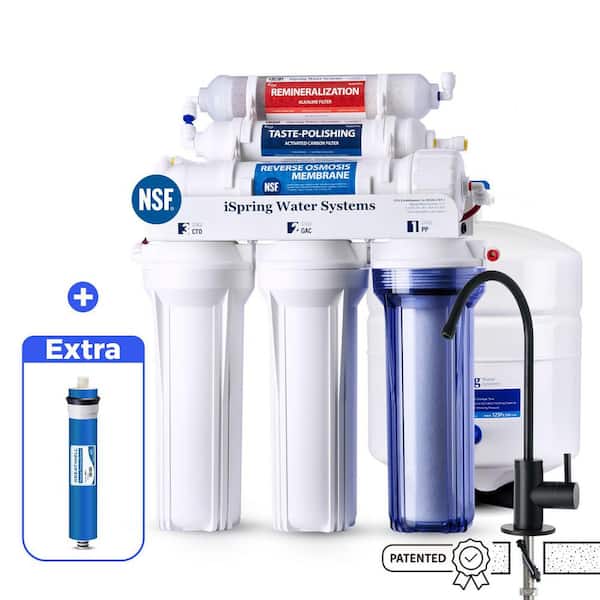6-Stage NSF Certified Reverse Osmosis Water Filtration System w/ Alkaline, Under-Sink Water Filter, Extra RO Membrane