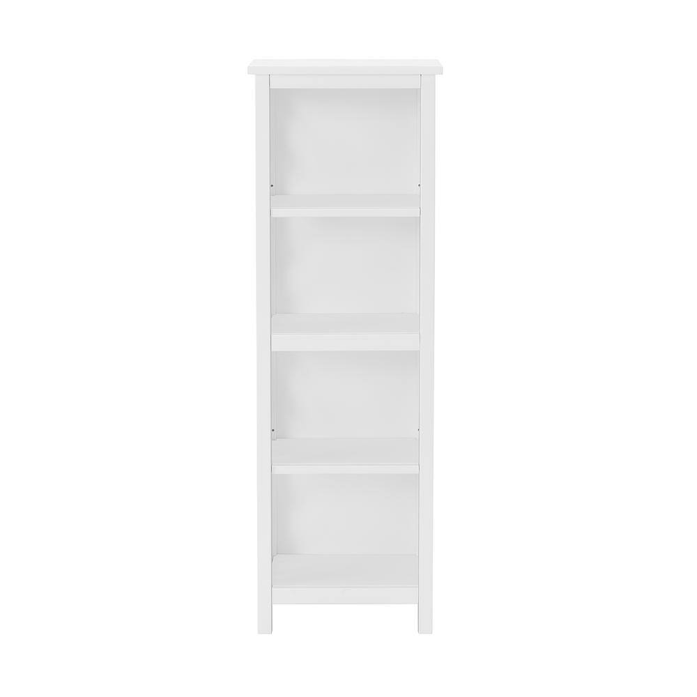 White Adjustable Wood Bath Tall Storage Shelf