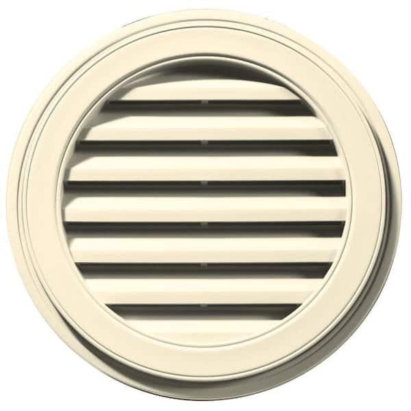 Builders Edge 22 in. x 22 in. Round Beige/Bisque Plastic Weather Resistant Gable Louver Vent