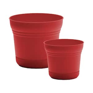 Saturn 5 in. and 7 in. Burnt Red Plastic Planter Bundle