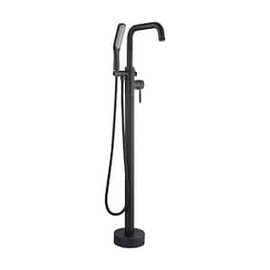Single-Handle Freestanding Floor Mount Tub Faucet Bathtub Filler with Hand Shower in Oil Rubbed Bronze