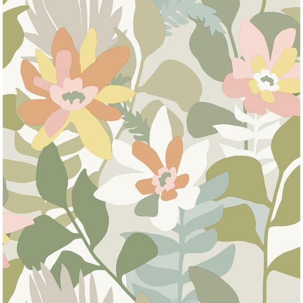 A-Street Prints Multi-Colored Koko Taupe Floral Wallpaper Sample