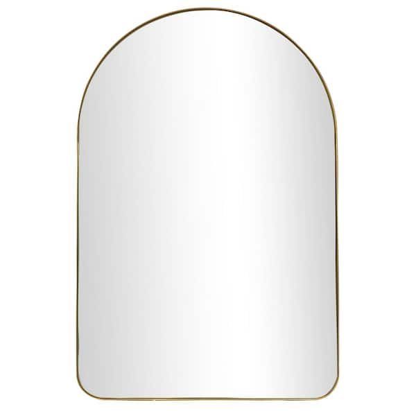 Mirrorize Canada 20 in. W x 30 in. H Modern Arch Mirror in Gold Stainless Steel Finish with Rounded Corners