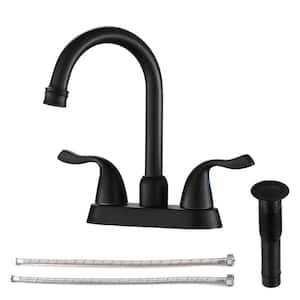 Double Hole 2-Handle Vessel Bathroom Faucet Bathroom Vanity Sink Faucets in Black