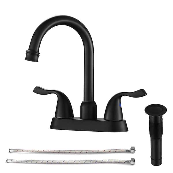LORDEAR Double Hole 2-Handle Vessel Bathroom Faucet Bathroom Vanity Sink Faucets in Black