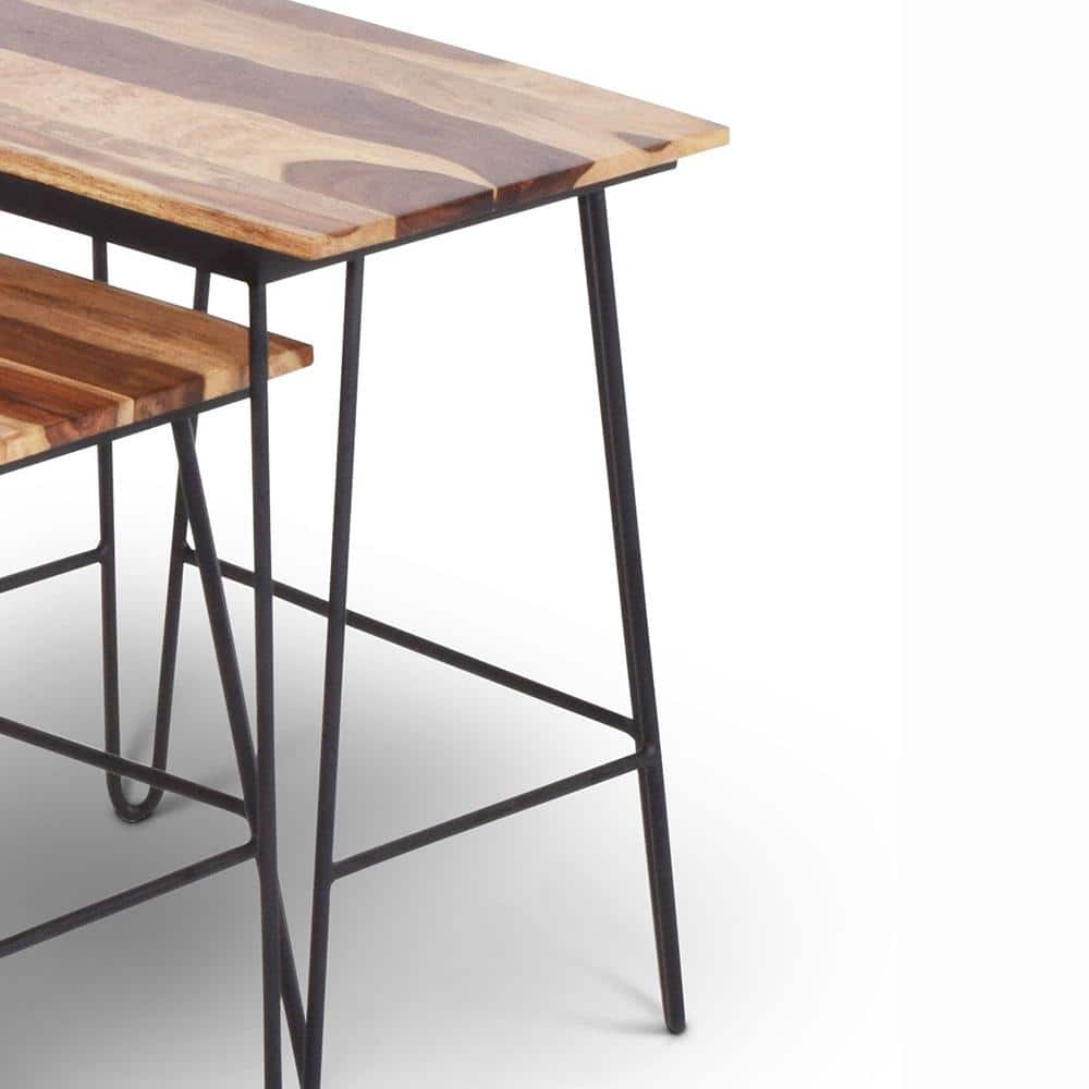 Tristan Industrial Nesting End Tables in Sheesham Wood and Black Metal