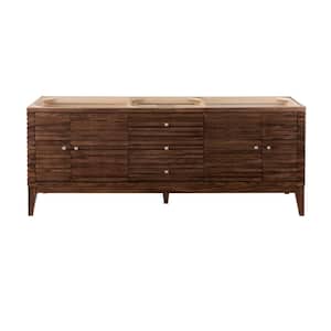 Linear 72.50 in. W x 18.8 in. D x 30.3 in.H Double Bath Vanity CabineWithout Top in Mid-Century Walnut
