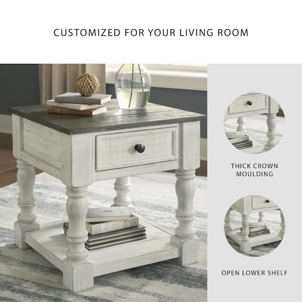 Signature DESIGN BY ASHLEY Havalance 25 in. White/ Gray Squre Wood
