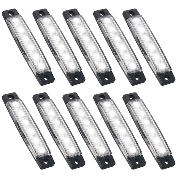 10-Pack White LED Rock Strip Lights for 12V Vehicle Underglow, Wheel Well and Fender Accent Lighting