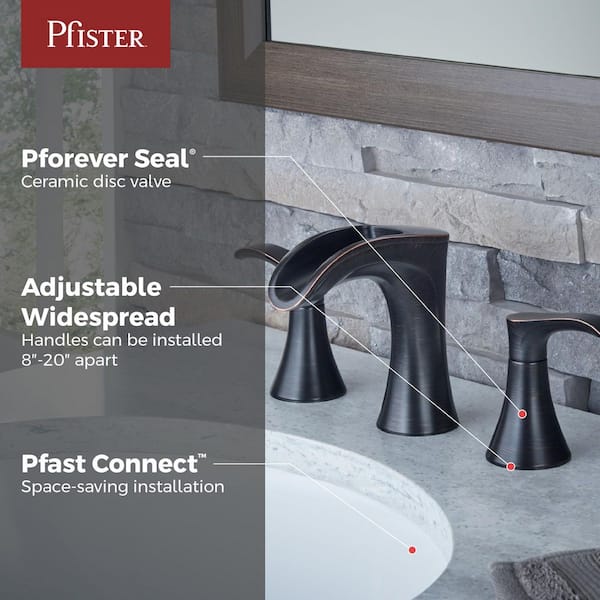 Brea 8 in. Widespread 2-Handle Waterfall Bathroom Faucet in Tuscan Bronze