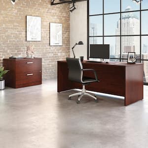 Affirm 71.102 in. Classic Cherry Desk 30 in. Depth with (Fully Assembled) 2-Drawer Lateral File Cabinet