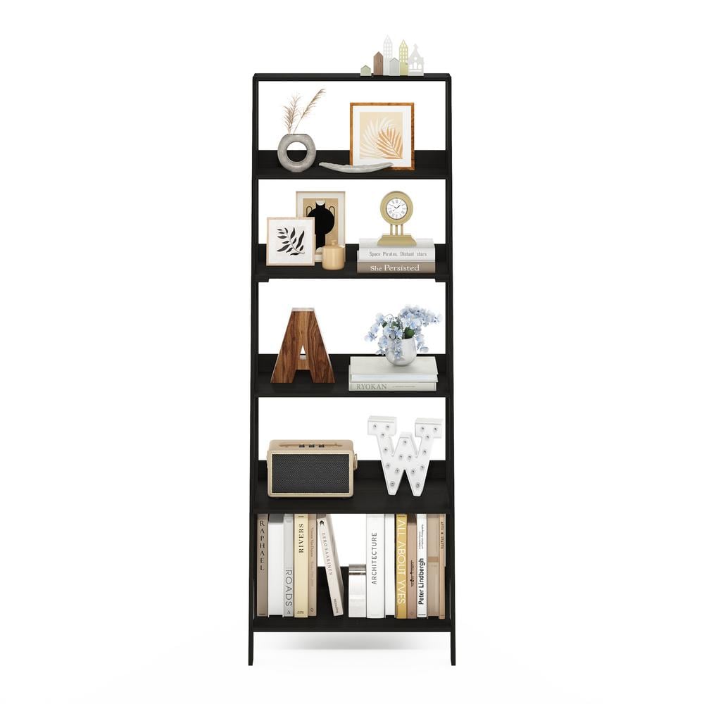 Espresso Wood 6-Tier Ladder Bookcase Display Shelf