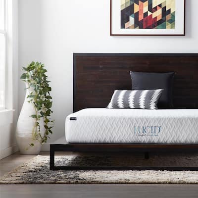Lucid Comfort Collection 10in Firm Gel, Mattress Firm Queen Adjustable Bed Frame