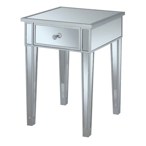 Convenience Concepts Gold Coast Silver Mirrored End Table U12 167 The Home Depot Convenience Concepts Gold Coast Silver, Silver Mirror End Table