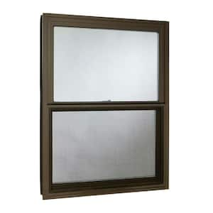 36 in. x 60 in. Double-Pane Double Hung Aluminum Window with Low-E Glass and Screen, Brown