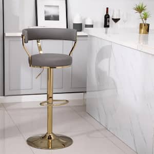42.52 in. Gray Low Back Metal Counter Bar Stool with PU Seat