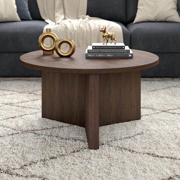Meyer Cross Anders 32 in. Alder Brown Round MDF Top Coffee Table CT2105 The Home Depot