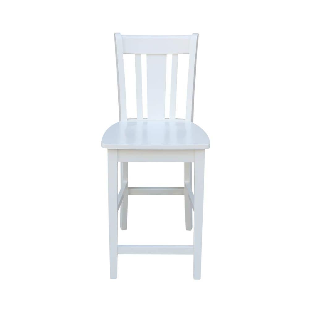 Elegant San Remo 24" White Solid Wood Counter Stool