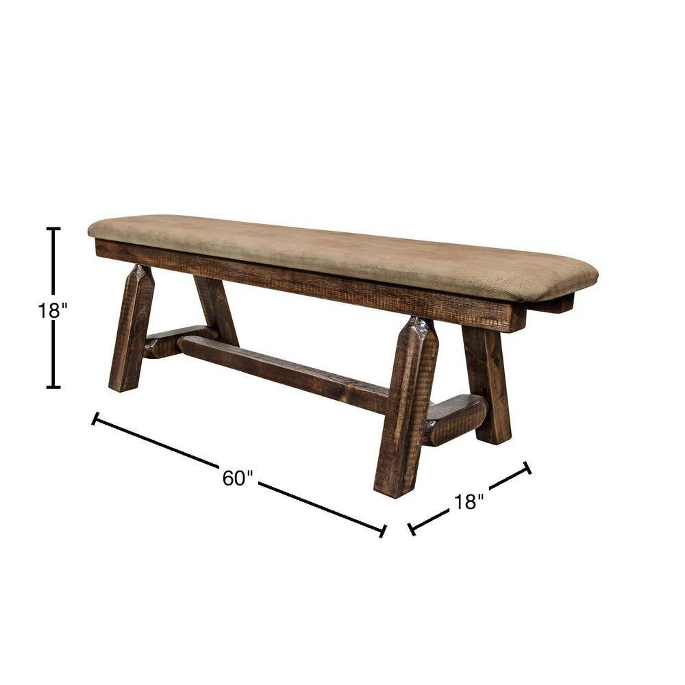 Homestead Rustic Buckskin Upholstered 5ft Plank Bench