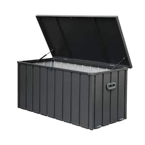 Dark Gray 160 Gal. Outdoor Storage Steel Deck Box, Waterproof, Large Patio Storage Bin