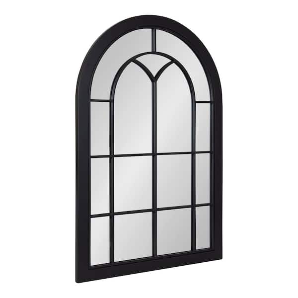 Kate and Laurel Joffrey 36.00 in. H x 24.00 in. W Black Arch Farmhouse Framed Decorative Wall Mirror
