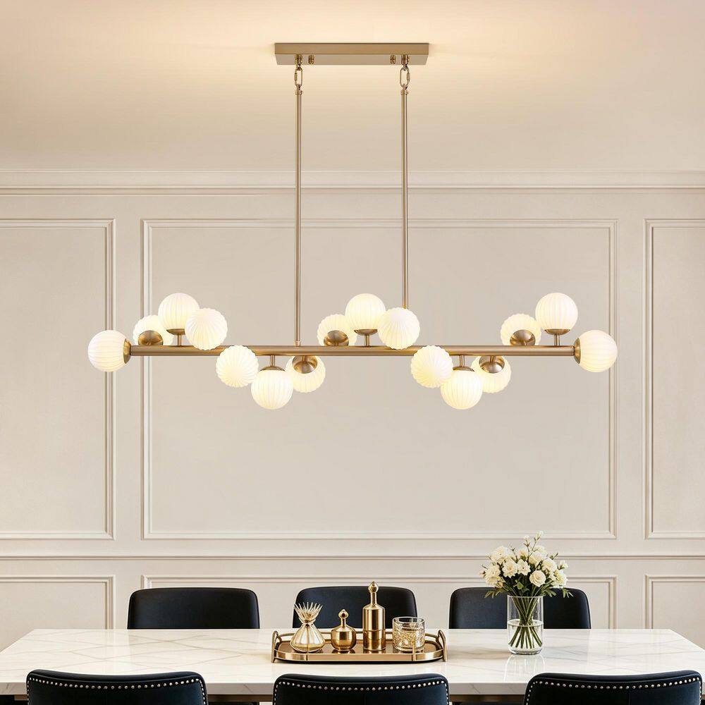50.4 in. Modern 16-Light Gold Linear Scroll Chandelier for Kitchen Island Dining Room Light Fixture (Bulbs Not Included) price history on PriceWatchPro