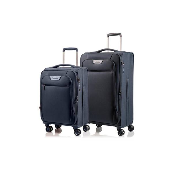 CHAMPS Softech 26 in., 20 in. Navy Softside SMART Luggage set with USB charging port (2-piece)