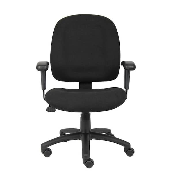 BOSS Office Products Black Fabric Task Chair with Adjustable Arms B495-BK  The Home Depot