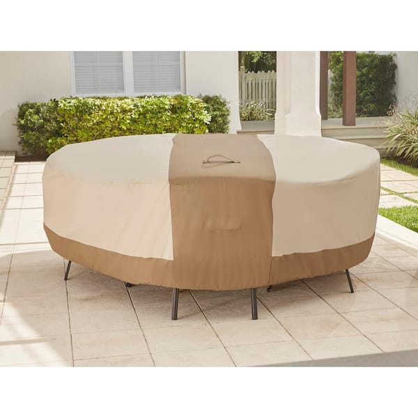 Hampton Bay Round Table Outdoor Patio with Chair Cover