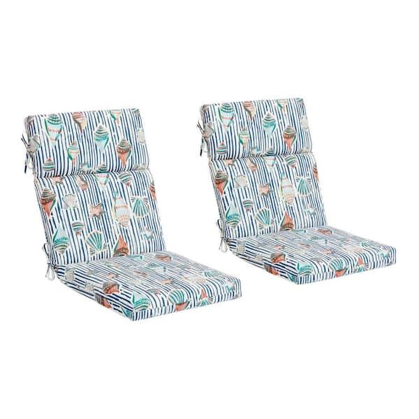 20 in. W x 20 in. D High Back Universal Outdoor Cushion in Crayon Shells (Set of 2)