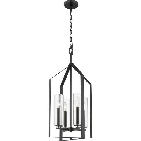 Progress Lighting Vertex 4-Light Matte Black Modern/Contemporary Drum Medium Hanging Pendant Light