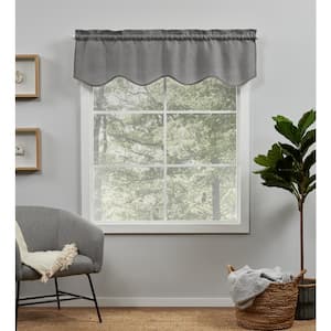 Loha Black Pearl Solid Polyester Rod Pocket Scalloped Valance 54 in. W x 16 in. L (single set)