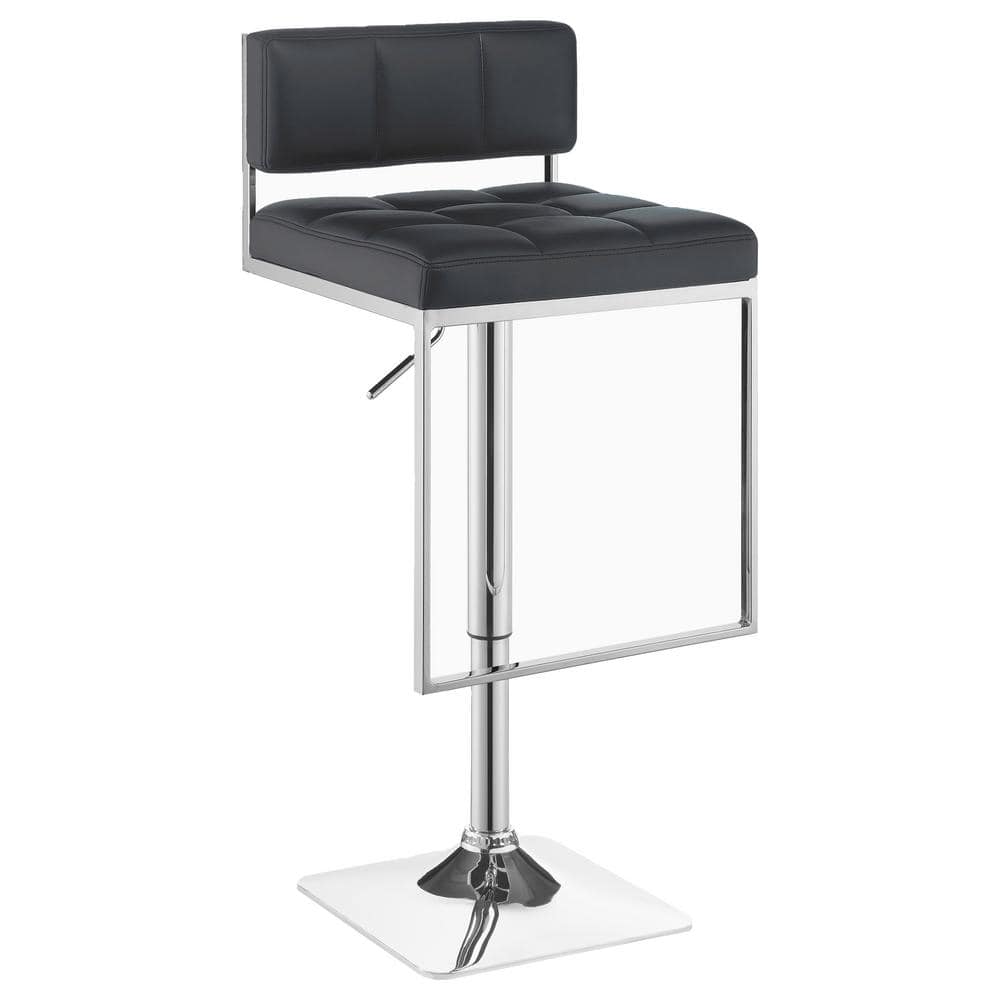 Gray Adjustable Faux Leather Bar Stool with Chrome Base